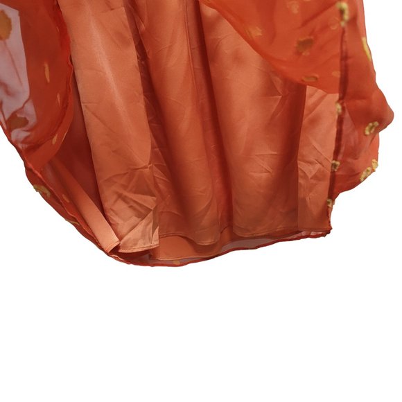 NWT Minuet Orange Yellow Polka Dot Sheer Strapless Lined Zip Dress Size Medium - Picture 3 of 8